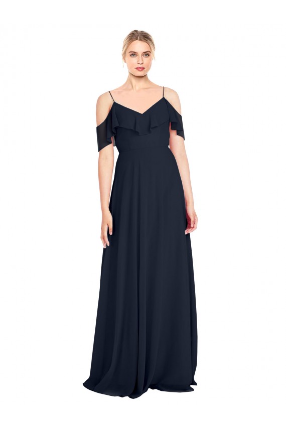 Lxue Chiffon A-Line Sleeveless Dark Navy Bridesmaid Dress Barrie