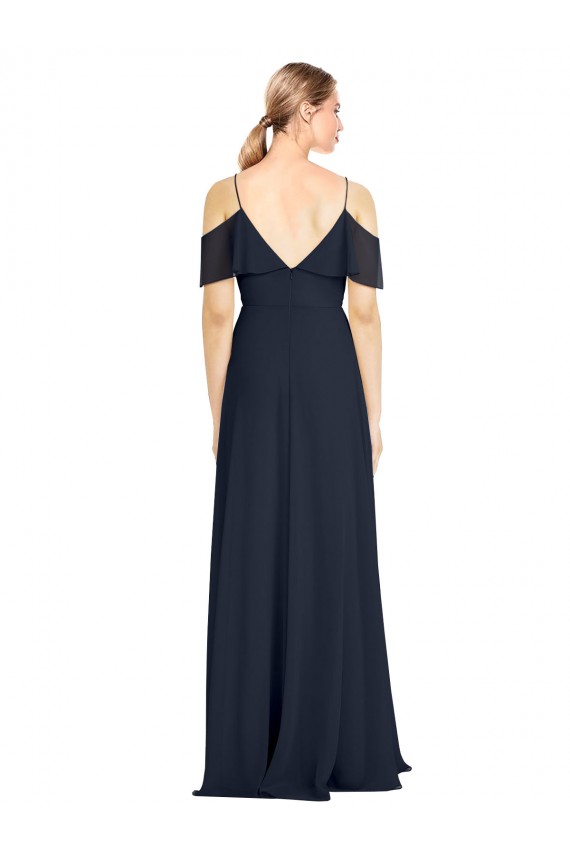 Lxue Chiffon A-Line Sleeveless Dark Navy Bridesmaid Dress Barrie