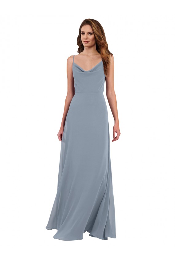 Soft Chiffon Long Sleeveless Cowl Neck V-Back Bridesmaid Dresses Barrie
