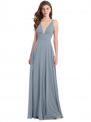 Chiffon A-Line Long Sleeveless V-Back Bridesmaid Dress / Evening Gowns Barrie