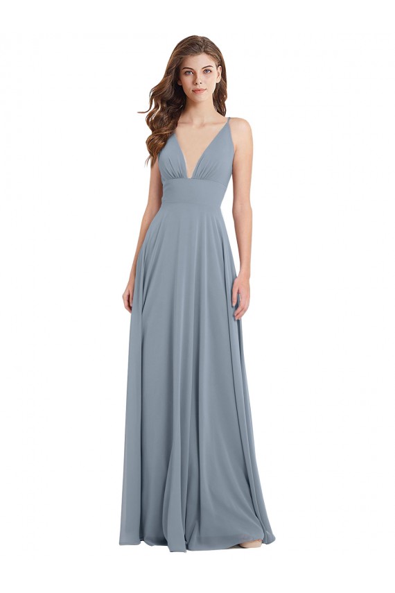 Chiffon A-Line Long Sleeveless V-Back Bridesmaid Dress / Evening Gowns Barrie
