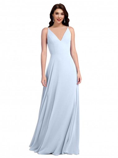 Soft Chiffon A-Line Long Sleeveless Keyhole Back Evening Dress / Bridesmaid Dress Barrie