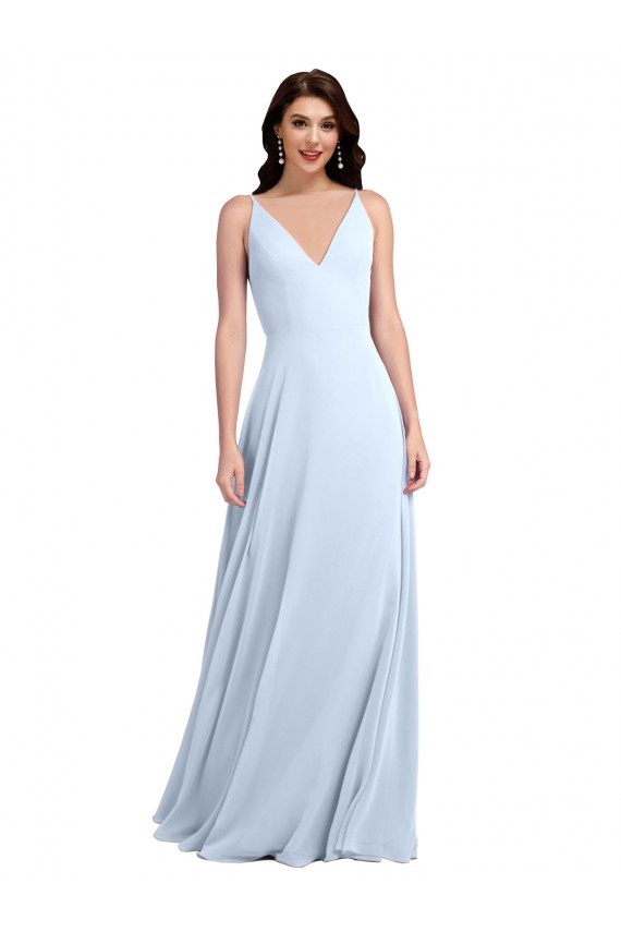 Soft Chiffon A-Line Long Sleeveless Keyhole Back Evening Dress / Bridesmaid Dress Barrie