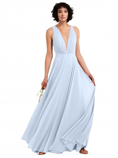 Soft Chiffon A-Line Long Light Sky Blue Bridesmaid Dresses Barrie