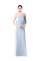 Soft Chiffon A-Line Long Sleeveless Light Sky Blue Bridesmaid Dresses Barrie