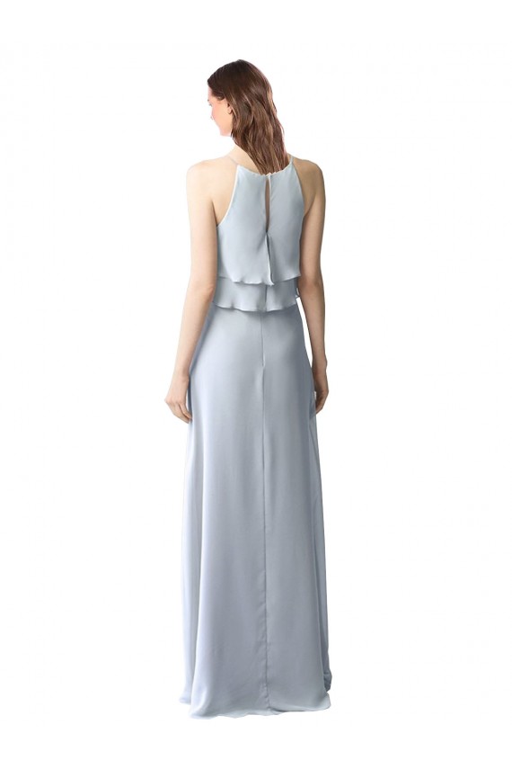 Soft Chiffon A-Line Long Sleeveless Light Sky Blue Bridesmaid Dresses Barrie