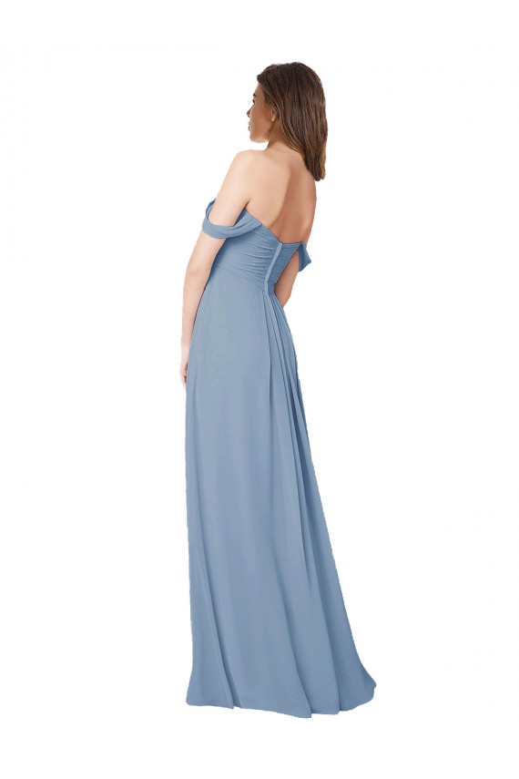 Chiffon A-Line Long Sleeveless Low Back Wedding Party Dress Barrie