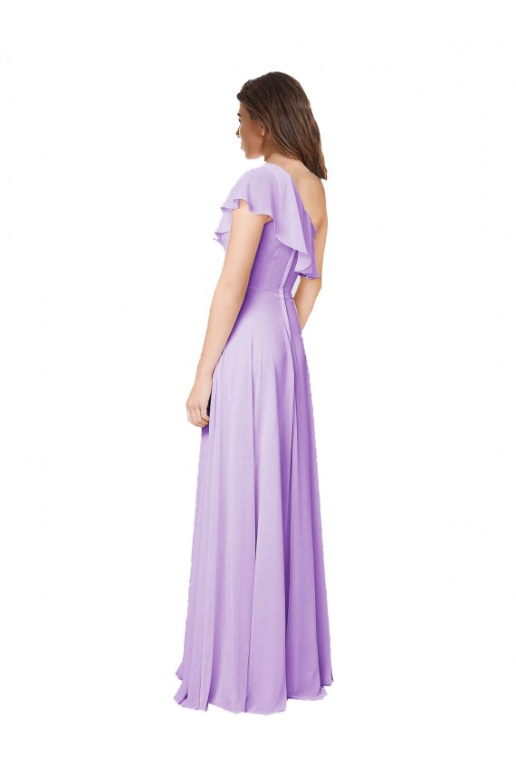 Soft Chiffon A-Line Long Sleeveless Lilac Bridesmaid Dress Barrie