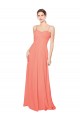 Soft Chiffon A-Line Long Coral Open Back Bridesmaid Dress Barrie