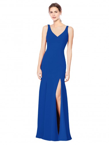 Chiffon Sheath Long Sleeveless Low Back Bridesmaid Dress / Evening Dress Barrie
