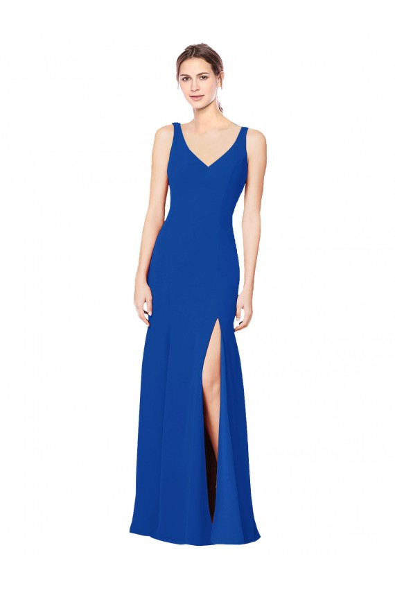 Chiffon Sheath Long Sleeveless Low Back Bridesmaid Dress / Evening Dress Barrie