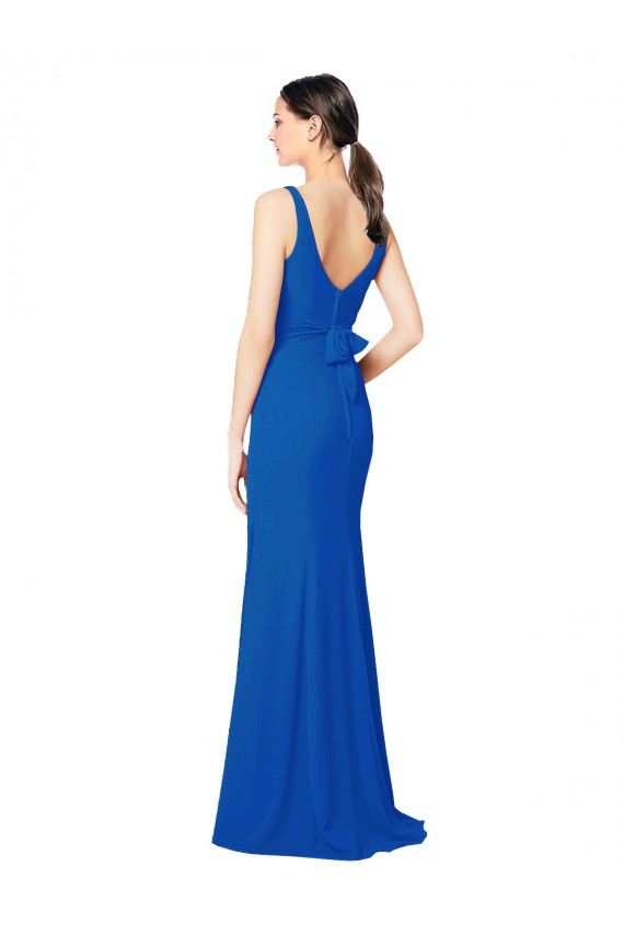 Chiffon Sheath Long Sleeveless Low Back Bridesmaid Dress / Evening Dress Barrie