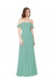 Soft Chiffon A-Line Long Flounce Sleeves Open Back Bridesmaid Dress Barrie