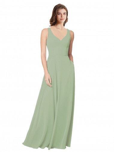 Soft Chiffon A-Line Long Sleeveless Open Back Formal Dress / Bridesmaid Dress Barrie