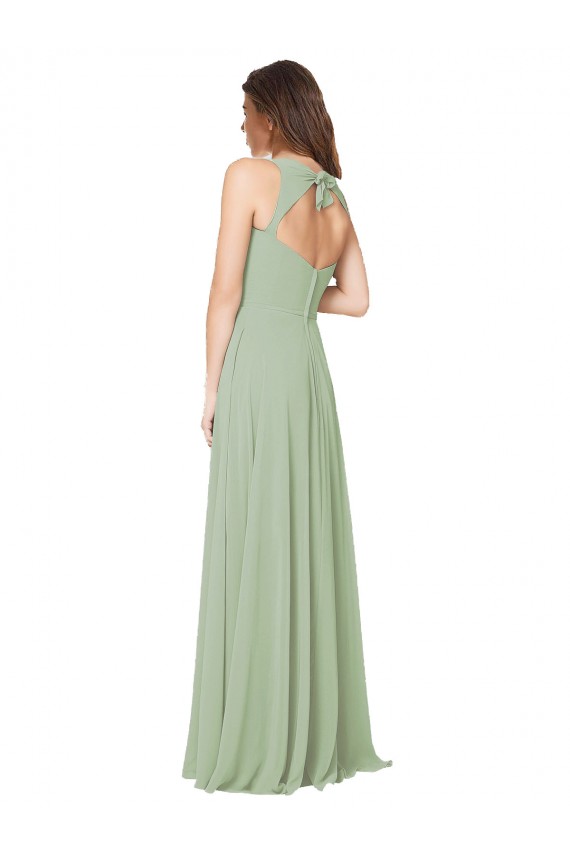 Soft Chiffon A-Line Long Sleeveless Open Back Formal Dress / Bridesmaid Dress Barrie