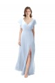 Soft Chiffon A-Line Long Flutter Sleeves Open Back Bridesmaid Dress / Formal Dress Barrie