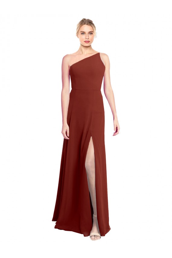 Soft Chiffon A-Line Long Sleeveless High Slit Bridesmaid Dresses Barrie