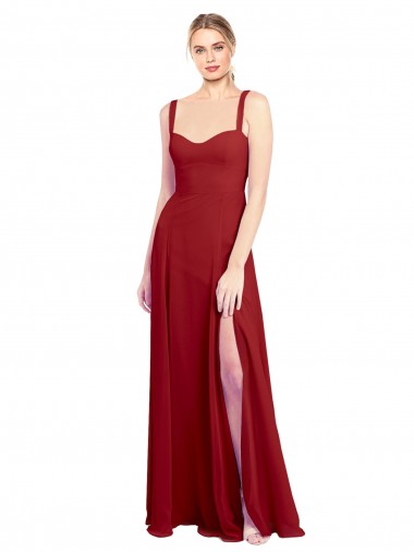 Soft Chiffon A-Line Sleeveless Red Bridesmaid Dress Barrie