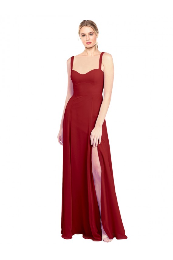 Soft Chiffon A-Line Sleeveless Red Bridesmaid Dress Barrie