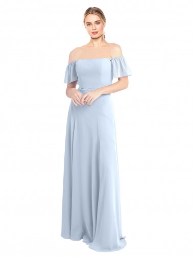 Soft Chiffon A-Line Long Flutter Sleeves V-Back Formal Dress / Bridesmaid Dress Barrie