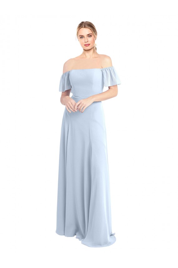 Soft Chiffon A-Line Long Flutter Sleeves V-Back Formal Dress / Bridesmaid Dress Barrie