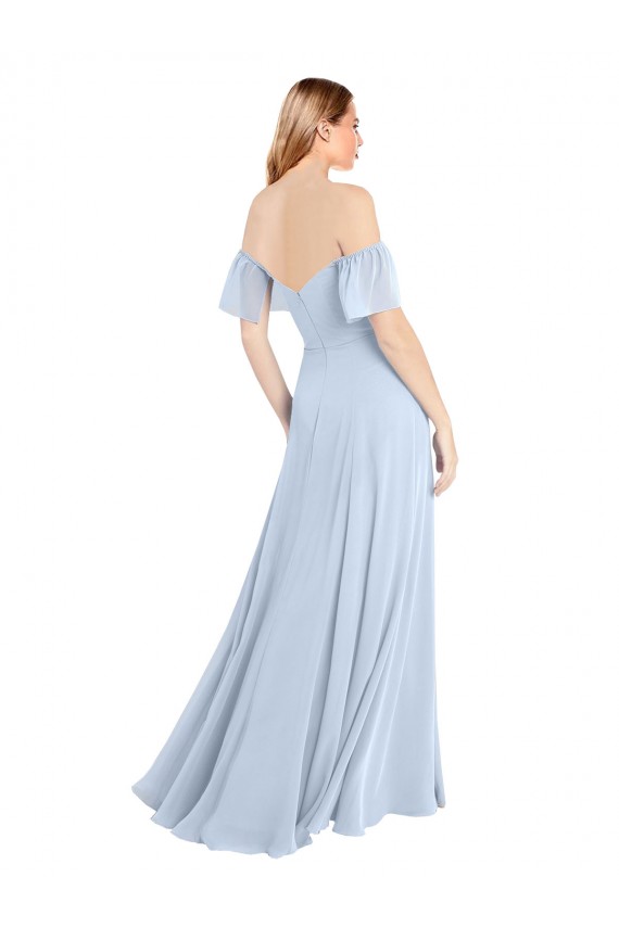 Soft Chiffon A-Line Long Flutter Sleeves V-Back Formal Dress / Bridesmaid Dress Barrie