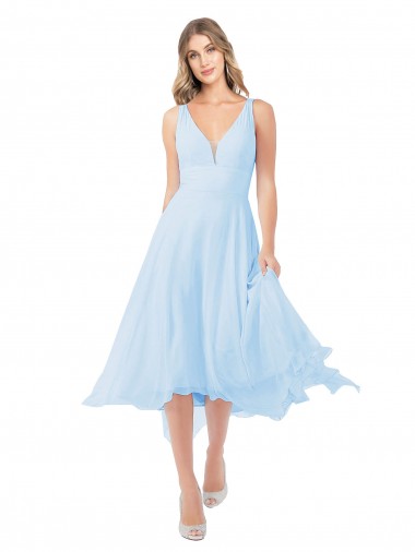 Soft Chiffon A-Line Midi Length Sleeveless Keyhole Back Bridesmaid Dress Barrie