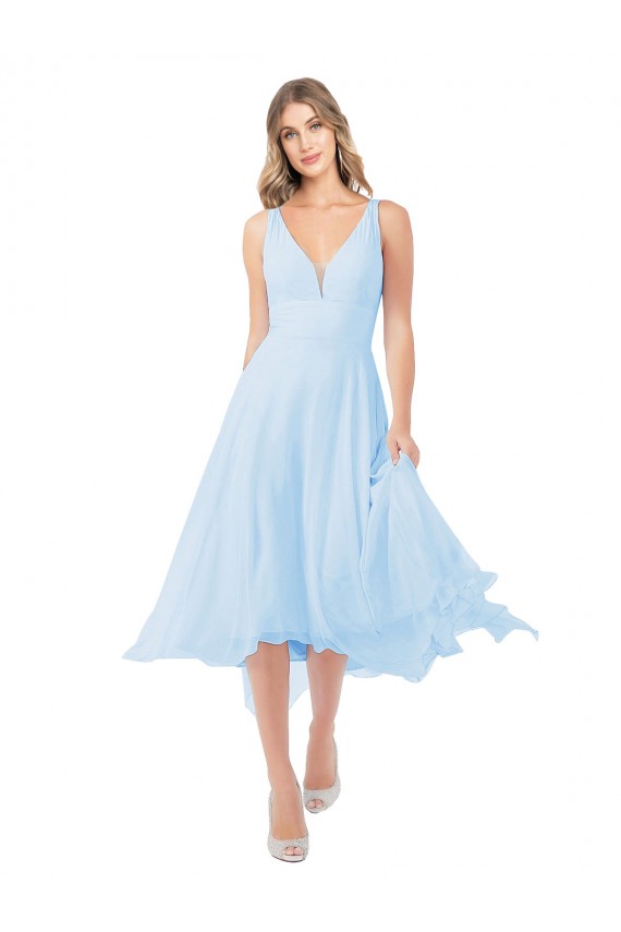 Soft Chiffon A-Line Midi Length Sleeveless Keyhole Back Bridesmaid Dress Barrie