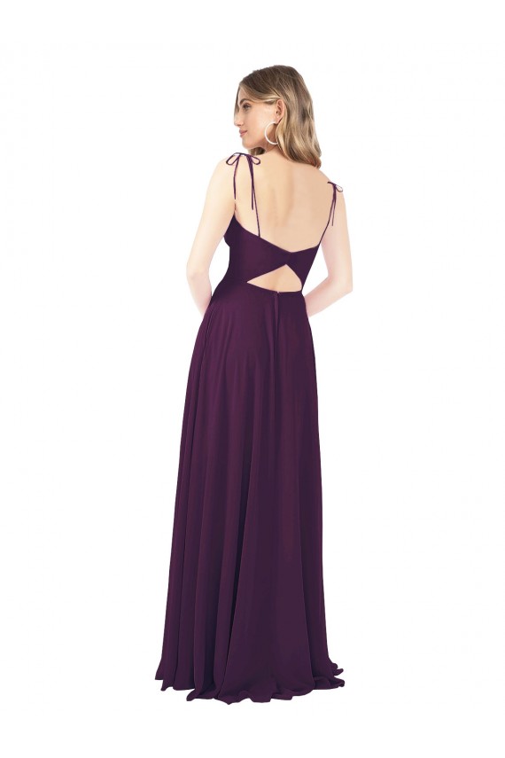 Soft Chiffon A-Line Long Sleeveless Keyhole Back Front Slit Bridesmaid Dresses Barrie
