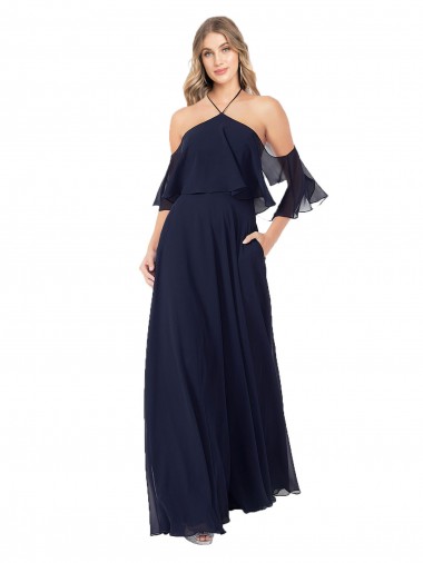 Soft Chiffon A-Line Long Flutter Sleeves Formal Dress / Bridesmaid Dress Barrie
