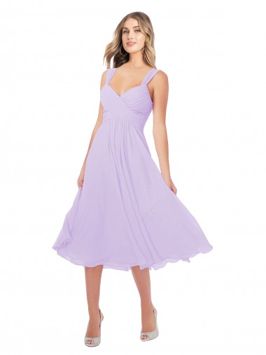 Soft Chiffon A-Line Midi Length Sleeveless High Low Bridesmaid Dress Barrie