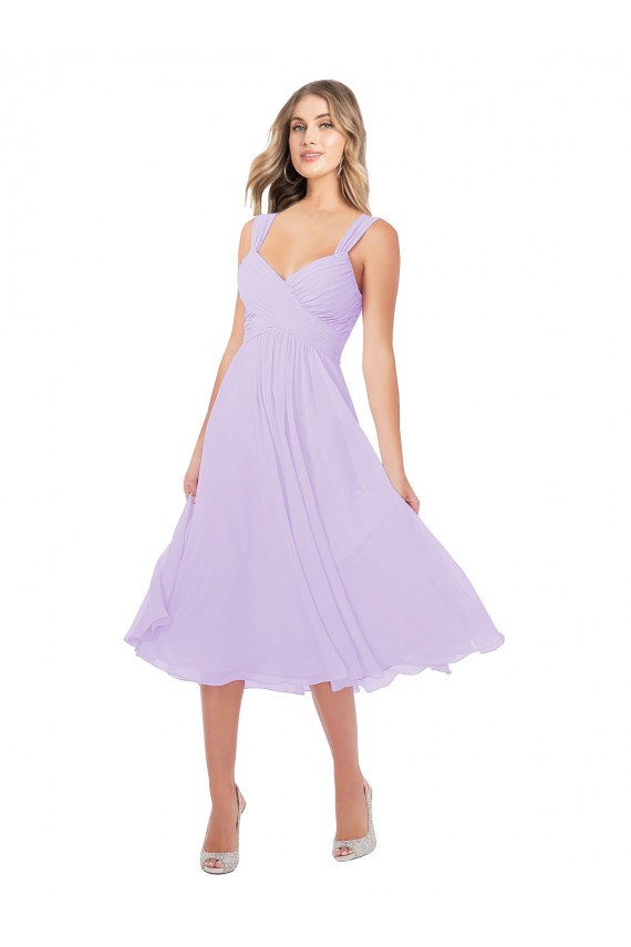 Soft Chiffon A-Line Midi Length Sleeveless High Low Bridesmaid Dress Barrie
