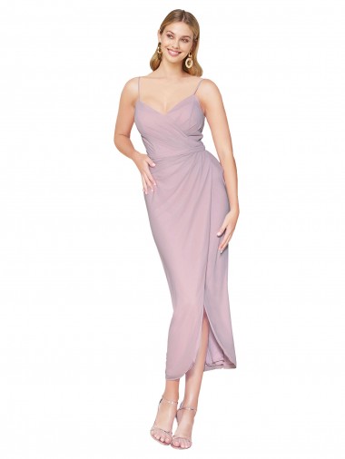 Soft Chiffon Mermaid Knee Length Sleeveless V-Back High Low Evening Gown / Prom Dress / Bridesmaid Dress Barrie