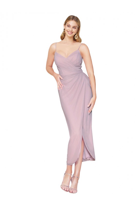 Soft Chiffon Mermaid Knee Length Sleeveless V-Back High Low Evening Gown / Prom Dress / Bridesmaid Dress Barrie