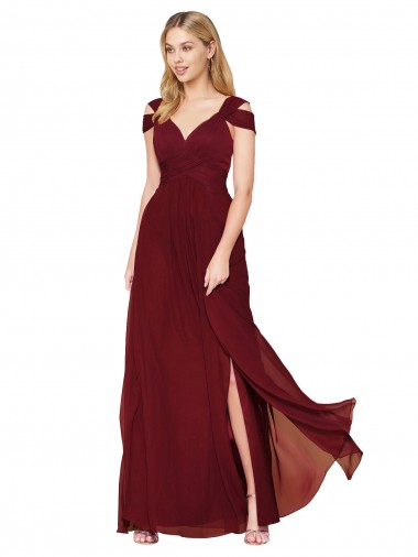 Soft Chiffon A-Line Long Sleeveless Side Slit Prom Dresses Barrie