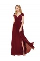 Soft Chiffon A-Line Long Sleeveless Side Slit Prom Dresses Barrie