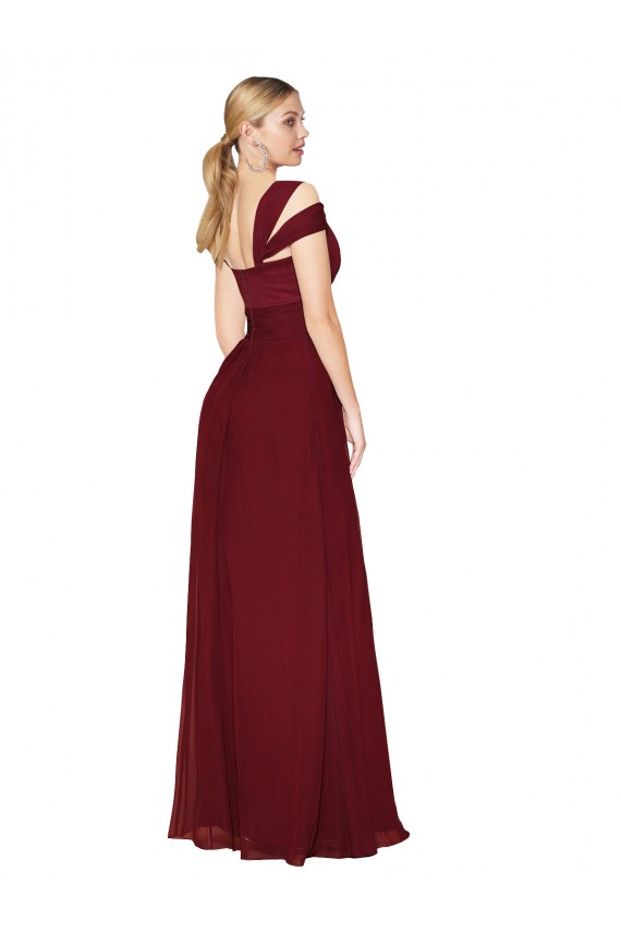 Soft Chiffon A-Line Long Sleeveless Side Slit Prom Dresses Barrie