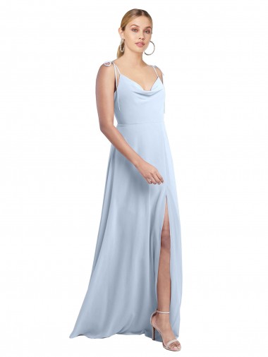 Chiffon A-Line Long Sleeveless V-Back Side Slit Bridesmaid Dresses Barrie