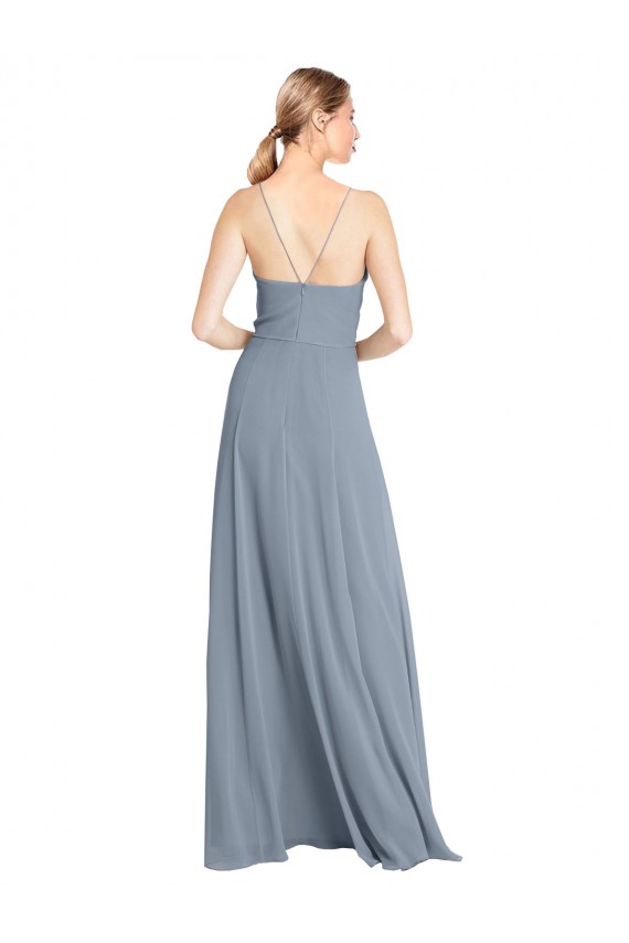 Soft Chiffon A-Line Long Sleeveless Open Back High Slit Bridesmaid Dresses Barrie