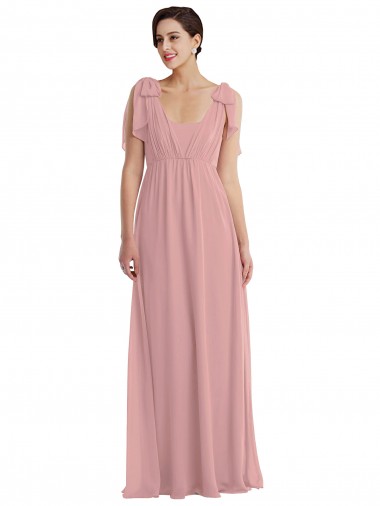 Soft Chiffon A-Line Sleeveless Dusty Pink Semi Formal Evening Dress / Bridesmaid Dress Barrie