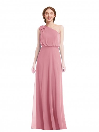 Soft Chiffon A-Line Long Sleeveless Skin Pink Semi Formal Evening Dress / Bridesmaid Dress Barrie