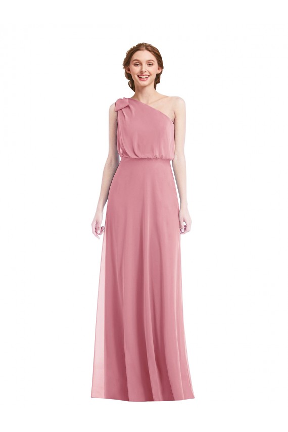 Soft Chiffon A-Line Long Sleeveless Skin Pink Semi Formal Evening Dress / Bridesmaid Dress Barrie