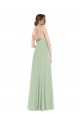 Soft Chiffon A-Line Long Sleeveless Criss Cross Back Front Slit Evening Dresses Barrie