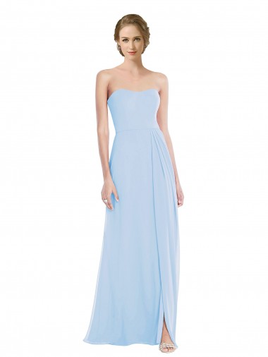 Soft Chiffon A-Line Long Sleeveless Pleated Front Slit Evening Dresses Barrie