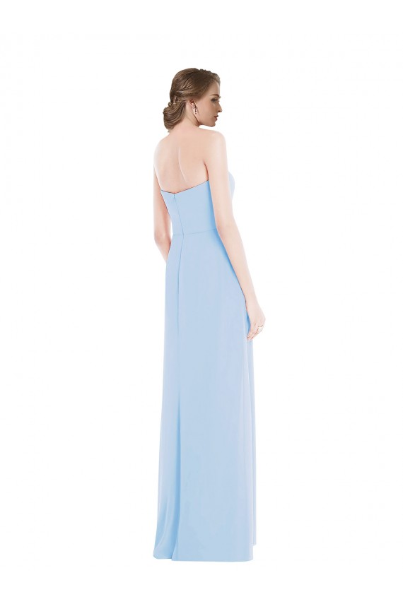 Soft Chiffon A-Line Long Sleeveless Pleated Front Slit Evening Dresses Barrie