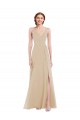 Soft Chiffon A-Line Long Sleeveless Criss Cross Back Champagne Evening Dresses Barrie