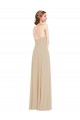 Soft Chiffon A-Line Long Sleeveless Criss Cross Back Champagne Evening Dresses Barrie