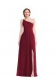 Soft Chiffon A-Line Long Sleeveless Shirred Front Slit Evening Dresses Barrie