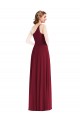 Soft Chiffon A-Line Long Sleeveless Shirred Front Slit Evening Dresses Barrie