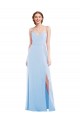 Soft Chiffon A-Line Long Sleeveless Light Sky Blue Evening Dresses Barrie